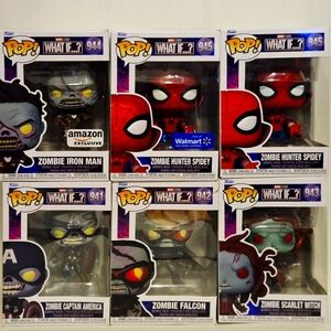 Funko Pop Lot Of 6 Zombie Marvel Spiderman, Falcon, Iron Man, Gamora Walmart Exc